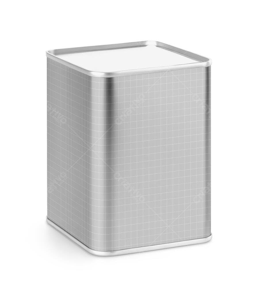Mockup de Embalagem Metálica Quadrada Realista