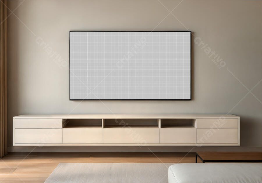 Mockup de Smart TV em Sala Moderna