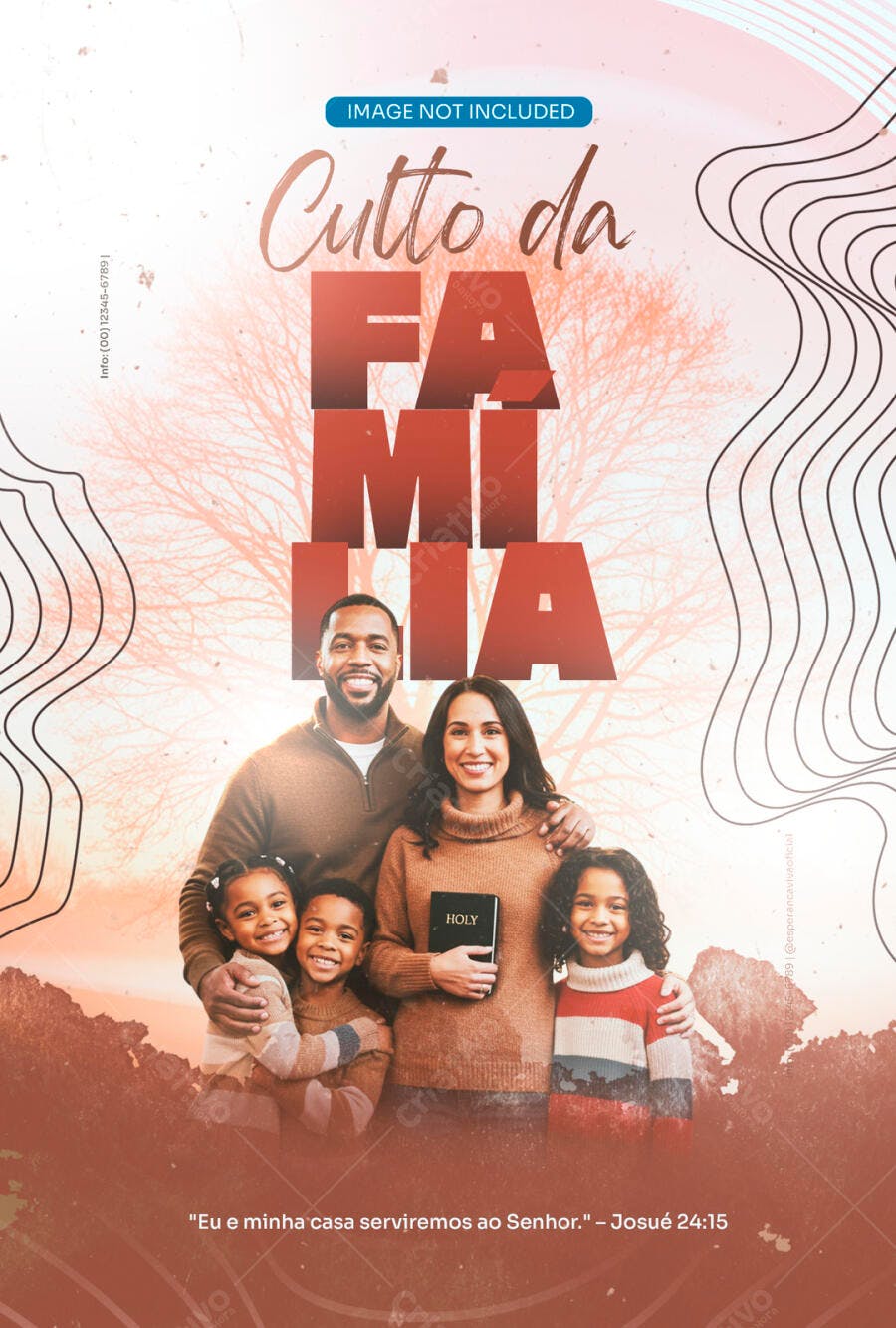 Flyer para Culto da Família PSD Editável