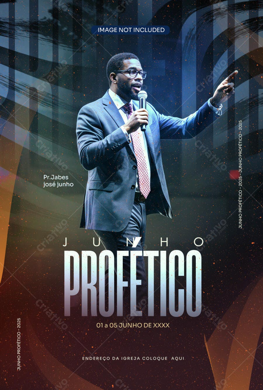 Flyer para Evento Religioso Junho Profético PSD Editável