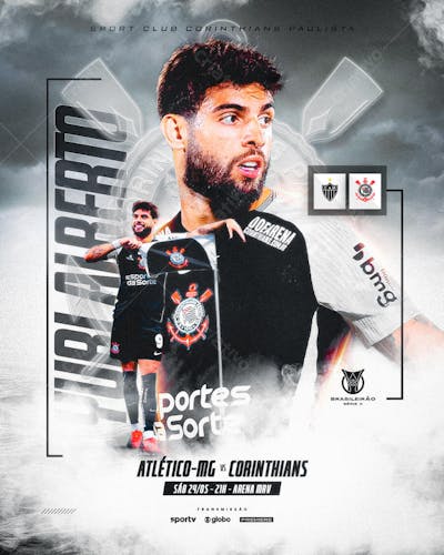 FLYER FUTEBOL BRASILEIRÃO YURI ALBERTO CORINTHIANS VS ATLÉTIC