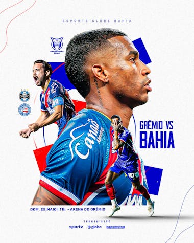 FLYER ESPORTE FUTEBOL BAHIA X GRÊMIO BRASILEIRÃO 2025
