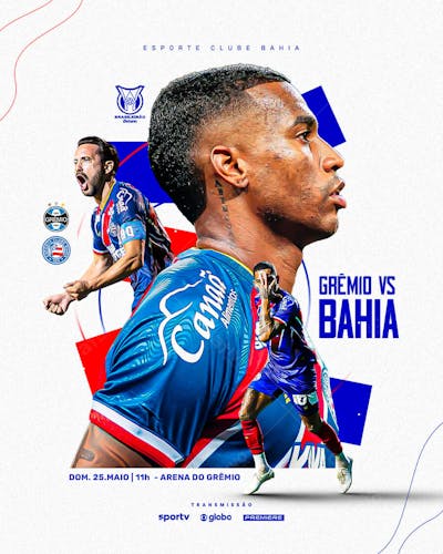 FLYER ESPORTE FUTEBOL BAHIA X GRÊMIO BRASILEIRÃO 2025