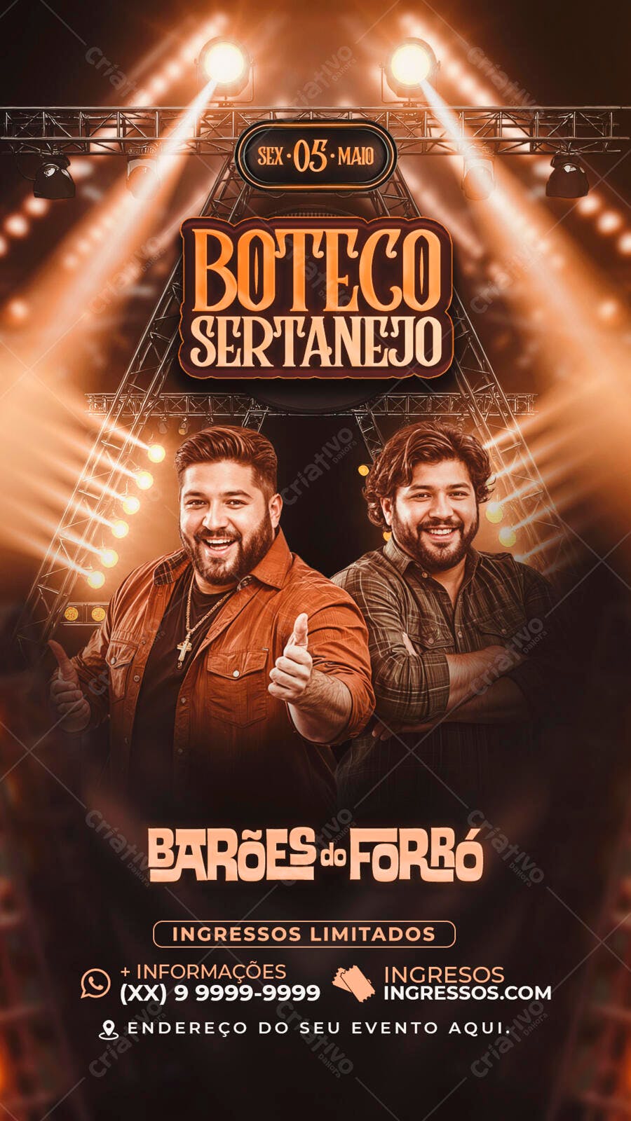 Flyer Boteco Sertanejo 05 de Maio PSD Editável