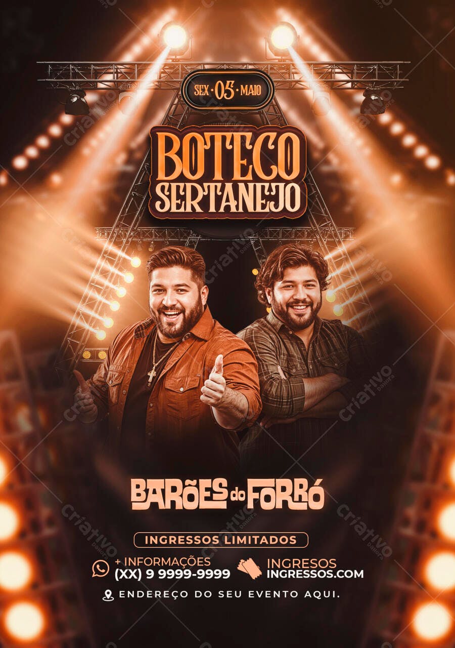 Flyer para Boteco Sertanejo 05 de Maio PSD Editável