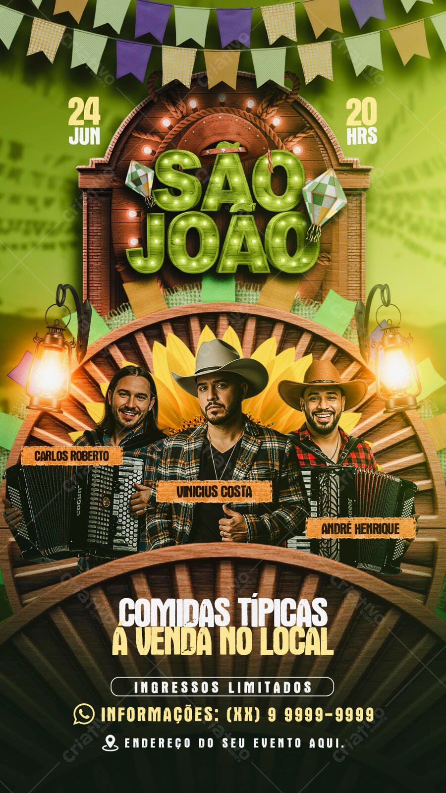 Flyer Festa Junina 24 de Junho PSD Editável