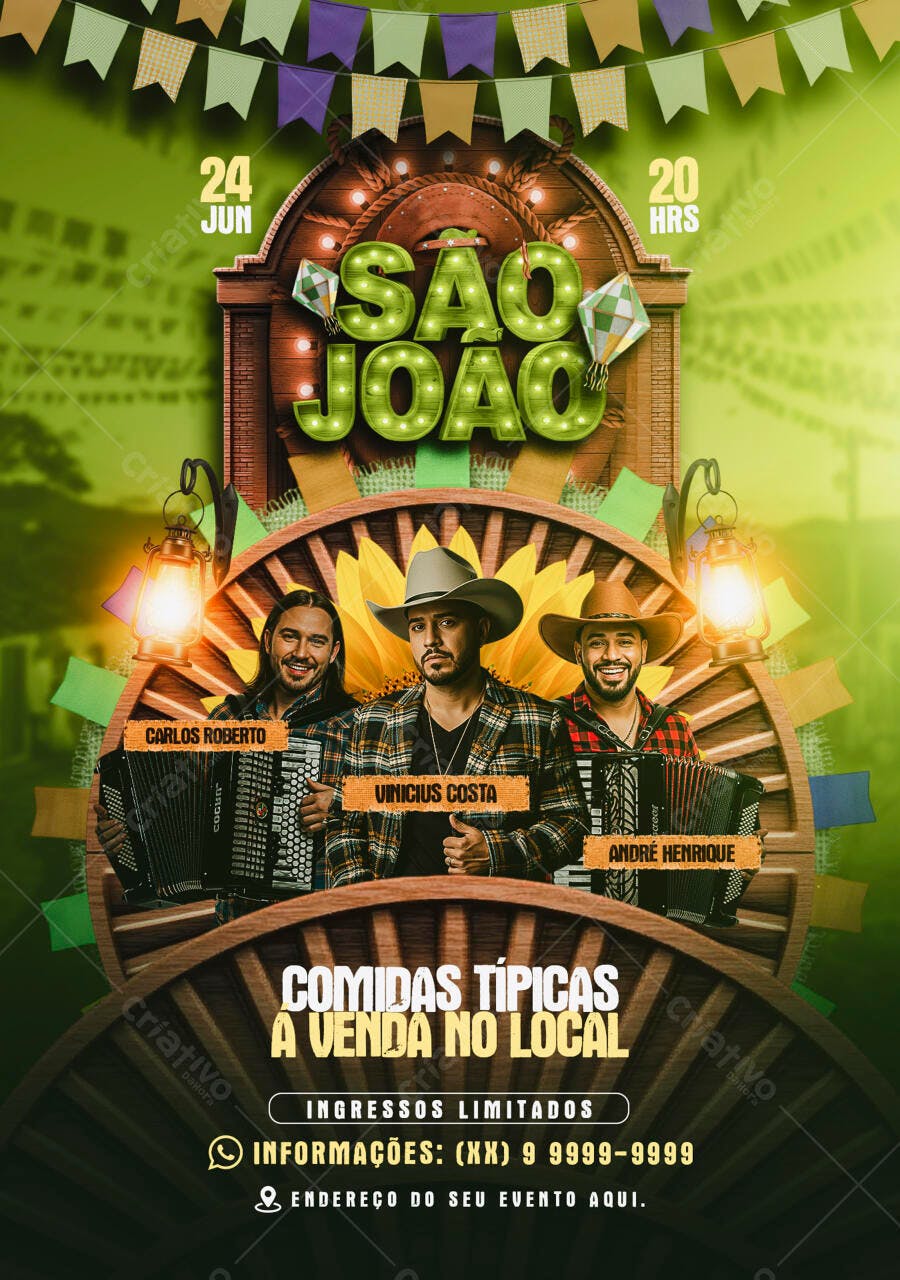 Flyer Festa Junina 24 de Junho PSD Editável