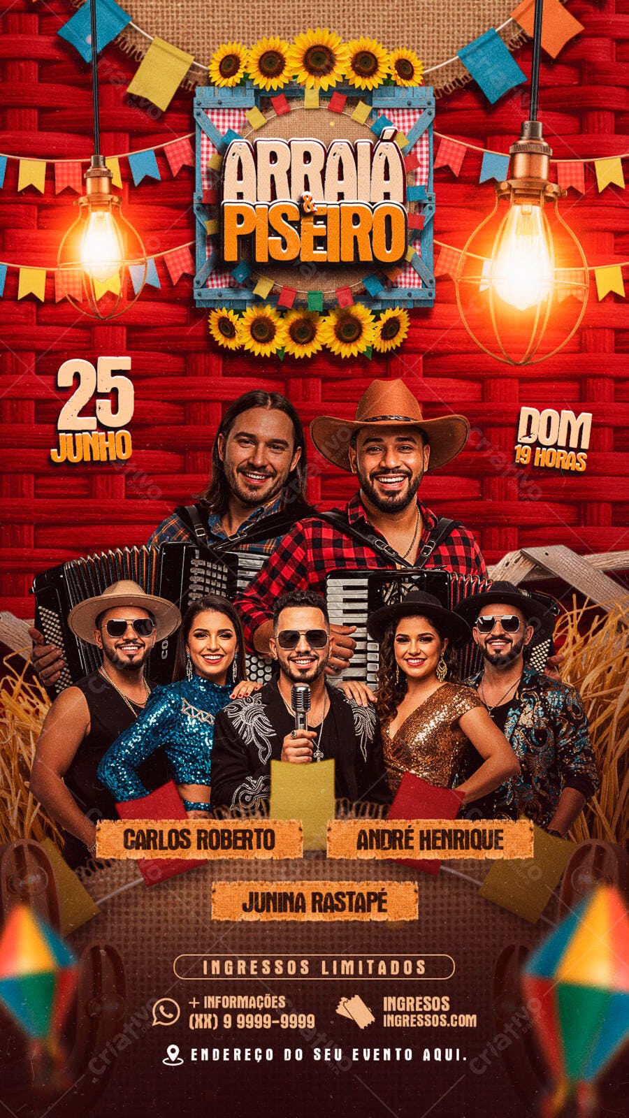 Flyer Festa Junina 25 de Junho PSD Editável