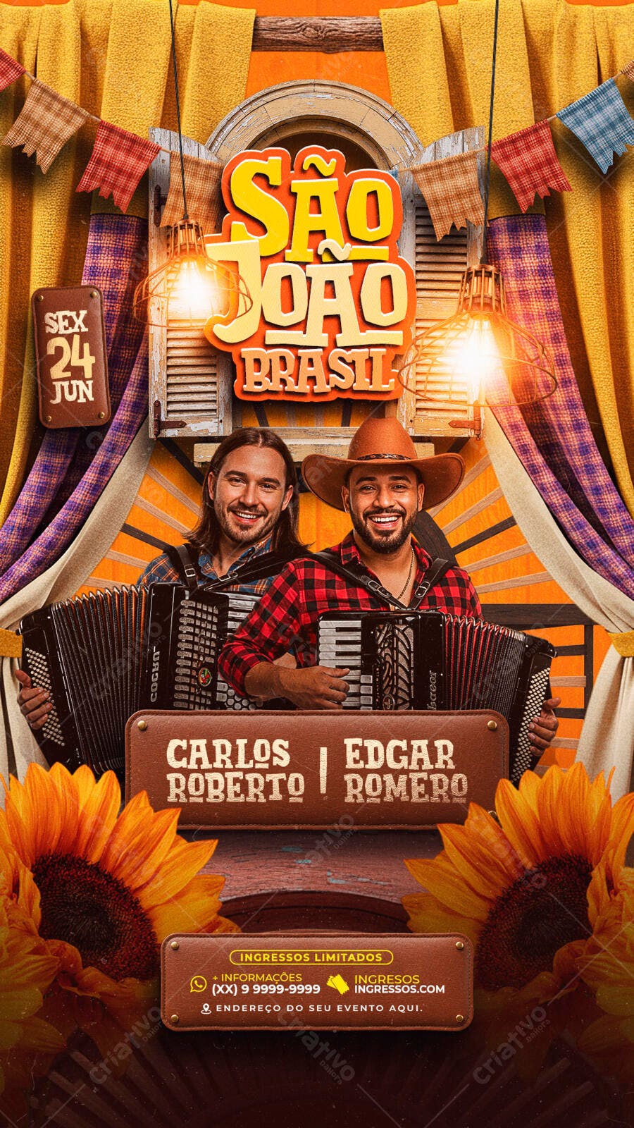 Flyer Festa Junina 24 de Junho PSD Editável