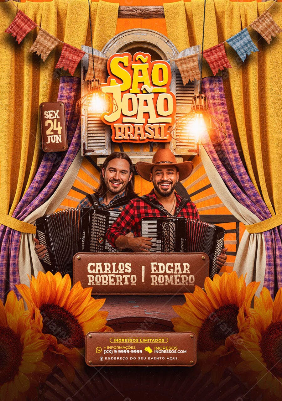 Flyer Festa Junina 24 de Junho PSD Editável