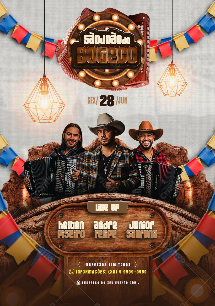 Flyer São João do Boteco 28 de Junho PSD Editável