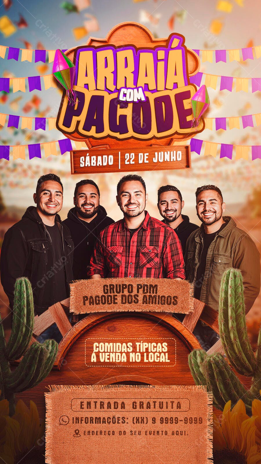 Flyer Festa Junina com Pagode PSD Editável