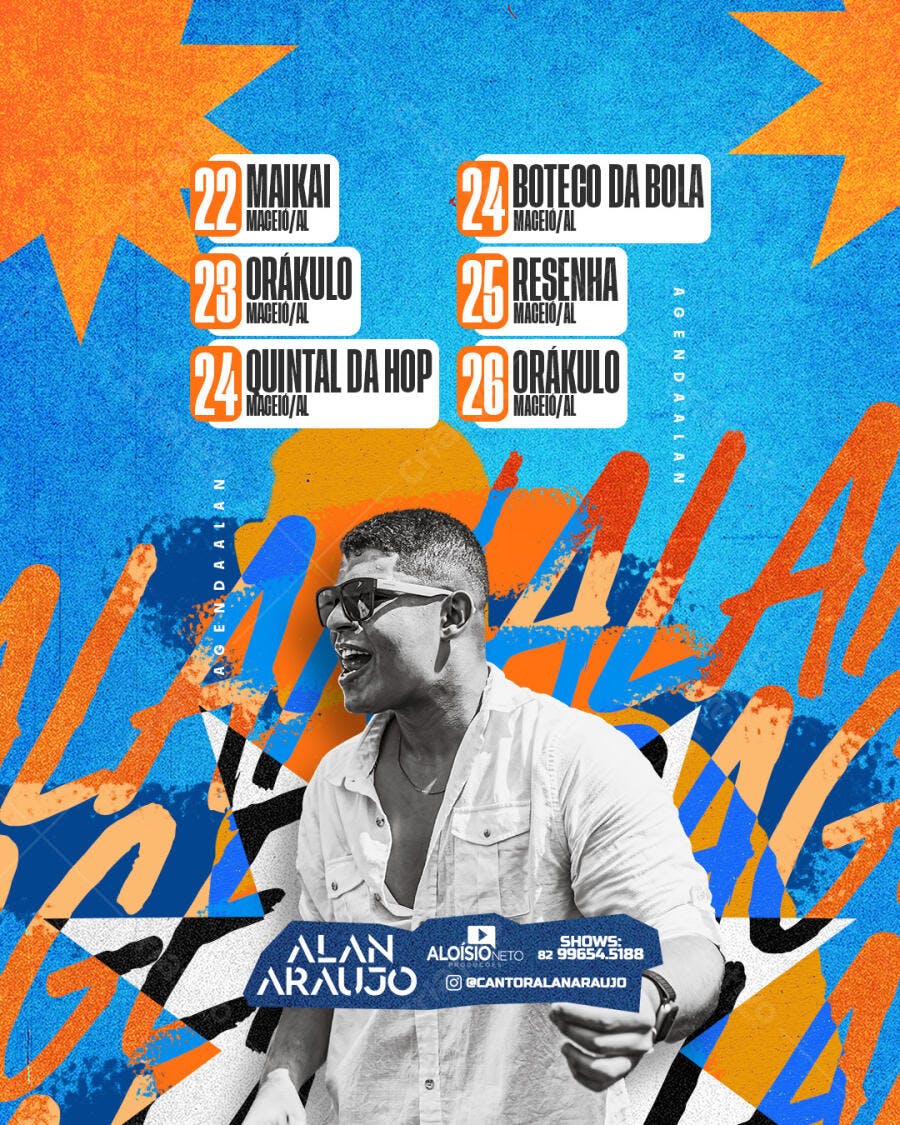 Flyer para Show Alan Araújo PSD Editável