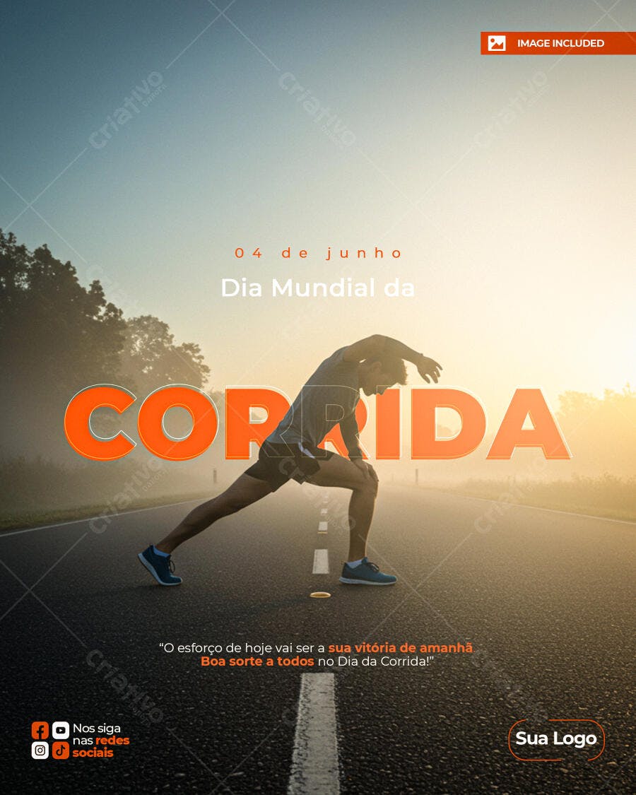 Flyer Dia Mundial da Corrida 04 de Junho PSD Editável