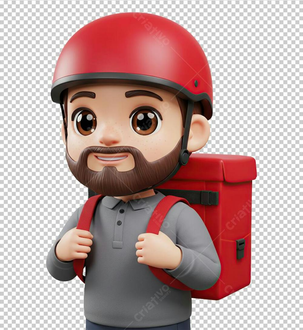Entregador de Delivery Usando Capacete e Mochila