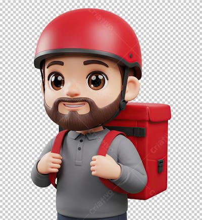 Entregador de Delivery Usando Capacete e Mochila
