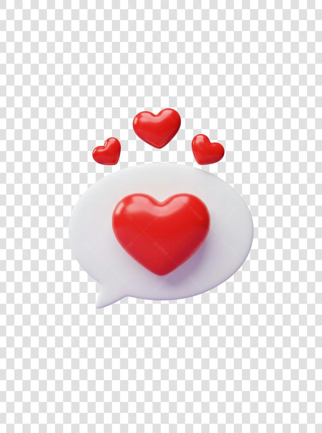 Icone de Balão de Mensagem com Corações PNG com fundo transparente
