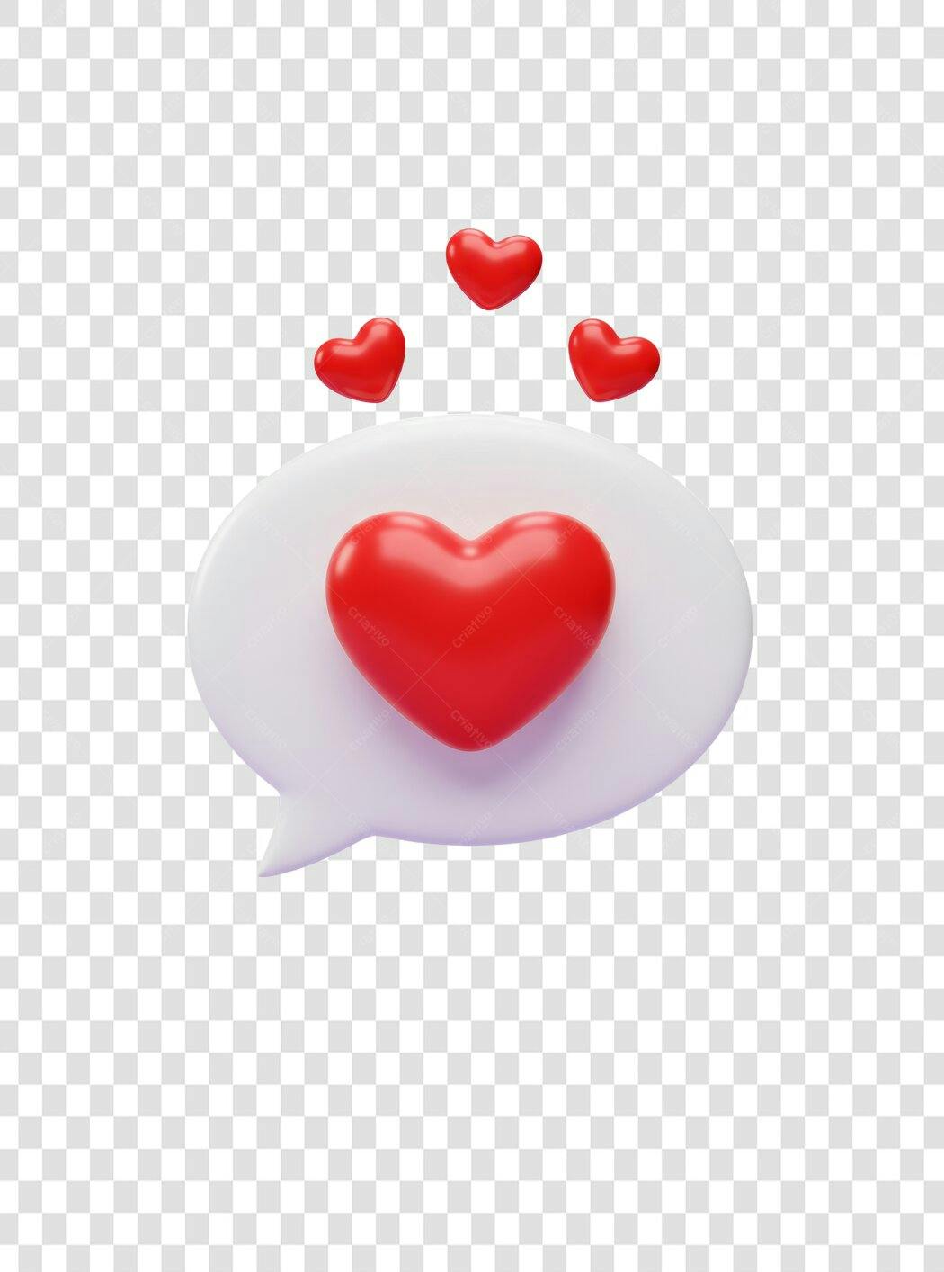 Icone Balão de Conversação com Corações PNG com fundo transparente