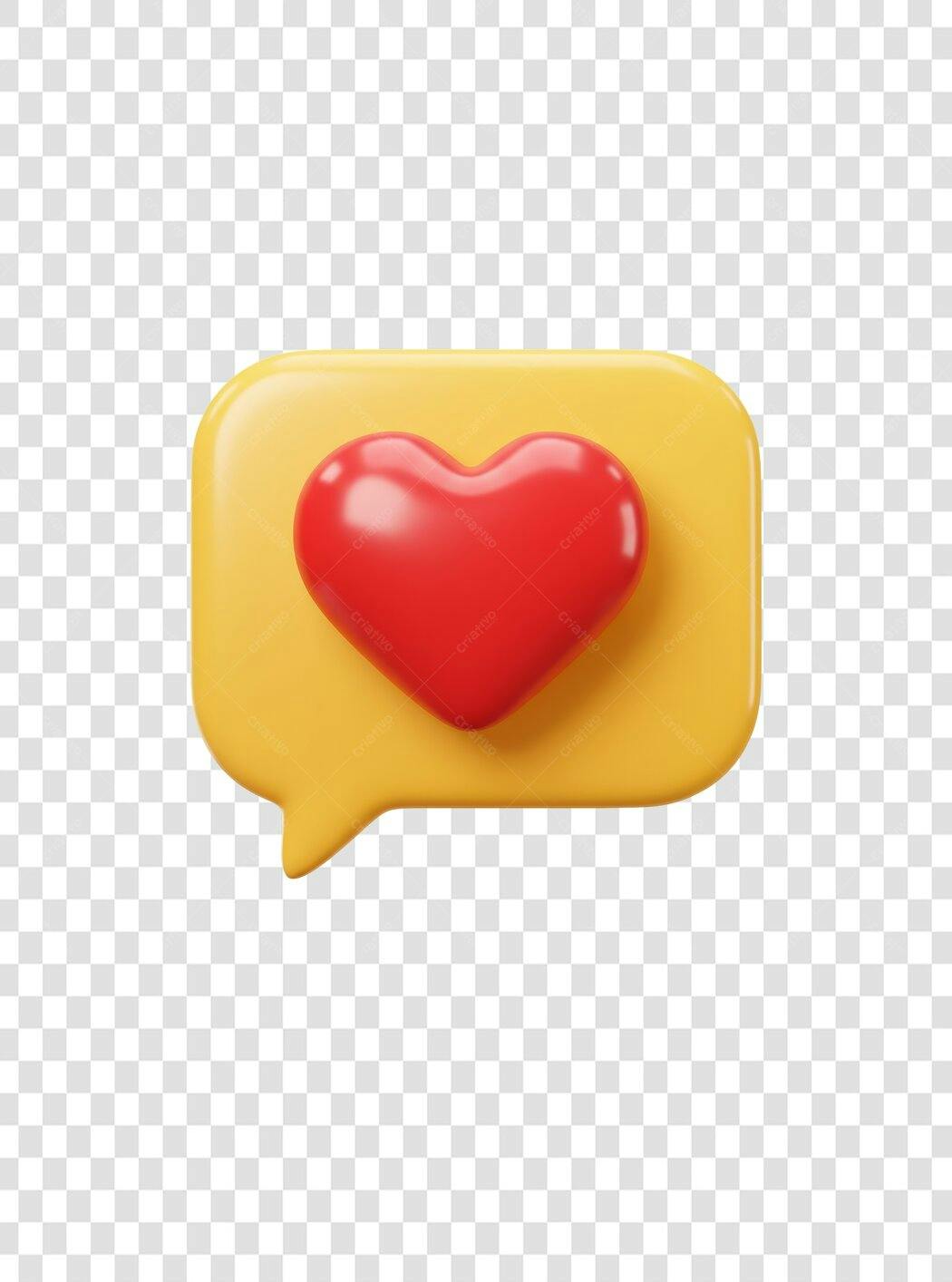 Icone Balão de Conversa com Coração PNG com fundo transparente