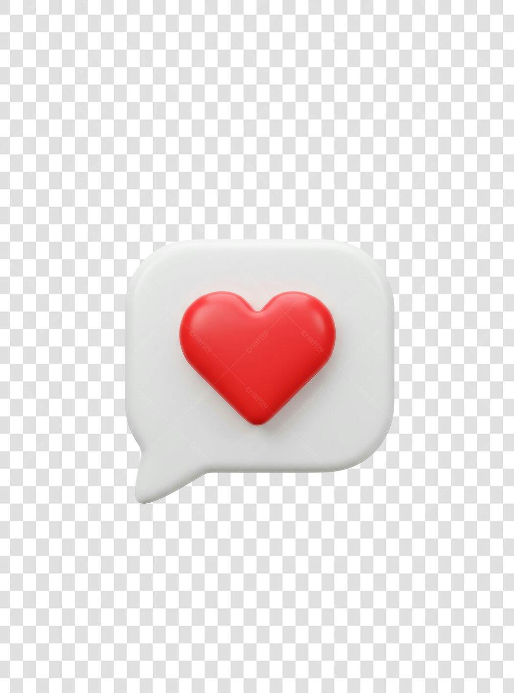 Ícone Balão de Conversa com Coração PNG com fundo transparente