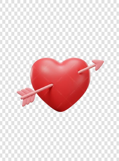 CORAÇÃO ÍCONE ELEMENTO 3D EM PNG COMPOSIÇÃO SOCIAL MEDIA (232)