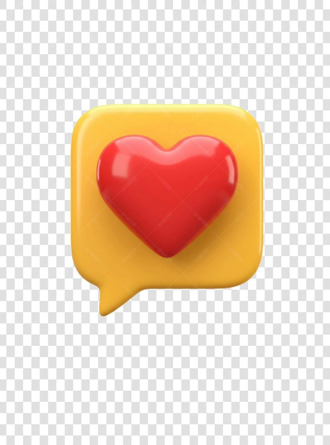 Icone de coração em balão PNG com fundo transparente