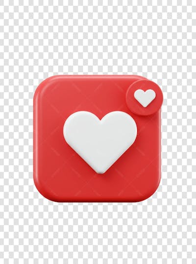 CORAÇÃO ÍCONE ELEMENTO 3D EM PNG COMPOSIÇÃO SOCIAL MEDIA (100)