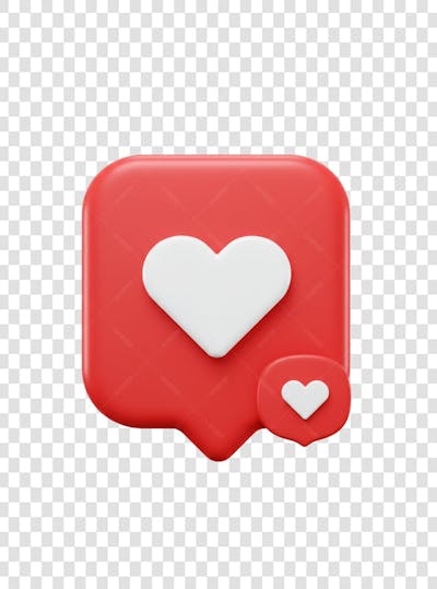 CORAÇÃO ÍCONE ELEMENTO 3D EM PNG COMPOSIÇÃO SOCIAL MEDIA (156)