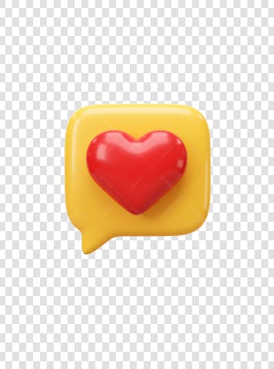 CORAÇÃO ÍCONE ELEMENTO 3D EM PNG COMPOSIÇÃO SOCIAL MEDIA (121)