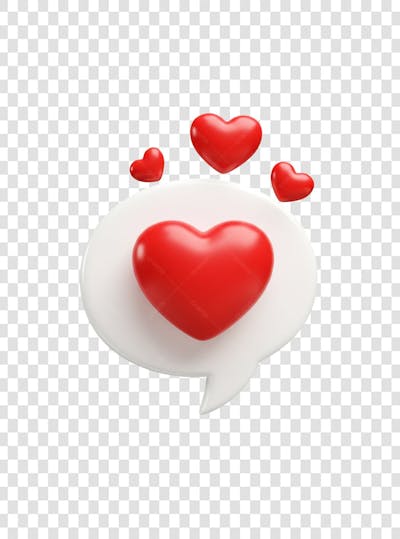 CORAÇÃO ÍCONE ELEMENTO 3D EM PNG COMPOSIÇÃO SOCIAL MEDIA (103)