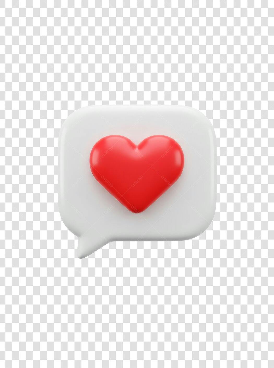 Ícone Balão de Conversa com Coração PNG com fundo transparente