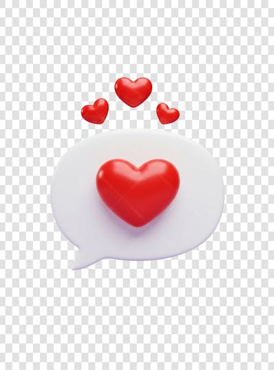 CORAÇÃO ÍCONE ELEMENTO 3D EM PNG COMPOSIÇÃO SOCIAL MEDIA (162)