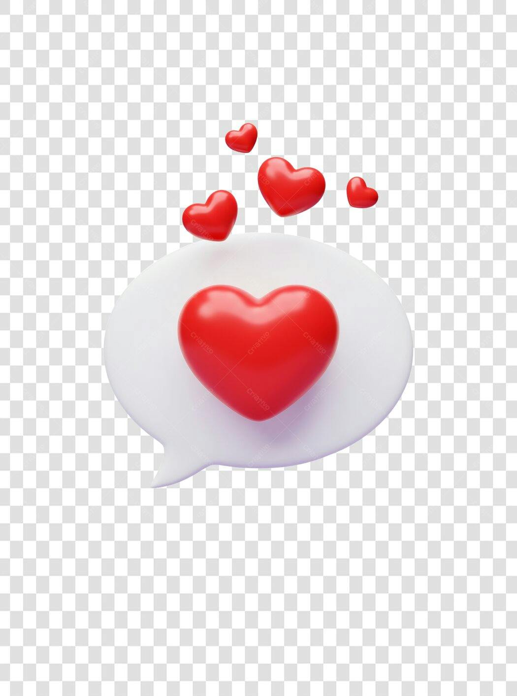 Icone de balão de conversa com corações PNG com fundo transparente