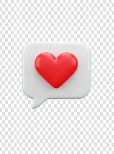 CORAÇÃO ÍCONE ELEMENTO 3D EM PNG COMPOSIÇÃO SOCIAL MEDIA (112)