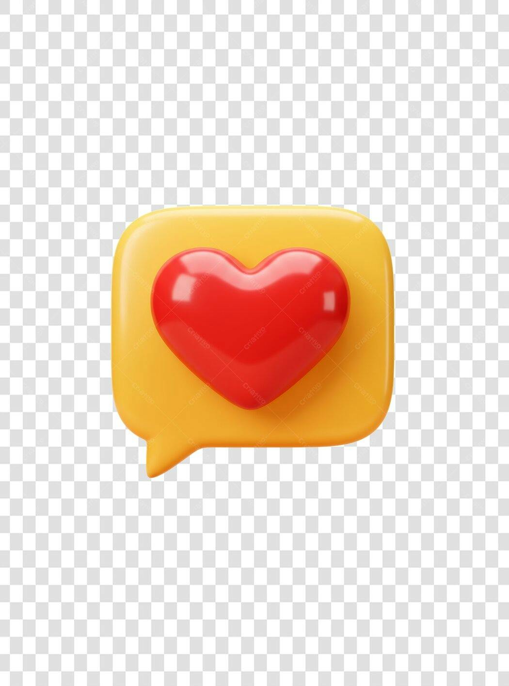 Icone Balão de Conversa com Coração PNG com fundo transparente