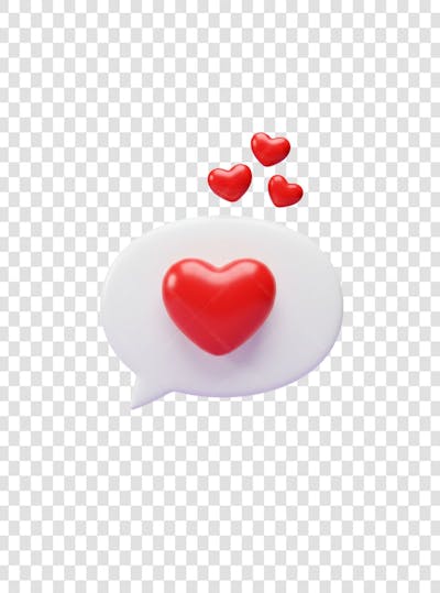 CORAÇÃO ÍCONE ELEMENTO 3D EM PNG COMPOSIÇÃO SOCIAL MEDIA (108)