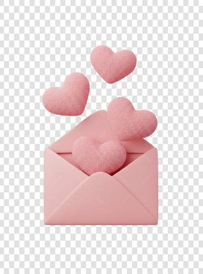 CORAÇÃO ÍCONE ELEMENTO 3D EM PNG COMPOSIÇÃO SOCIAL MEDIA (203)