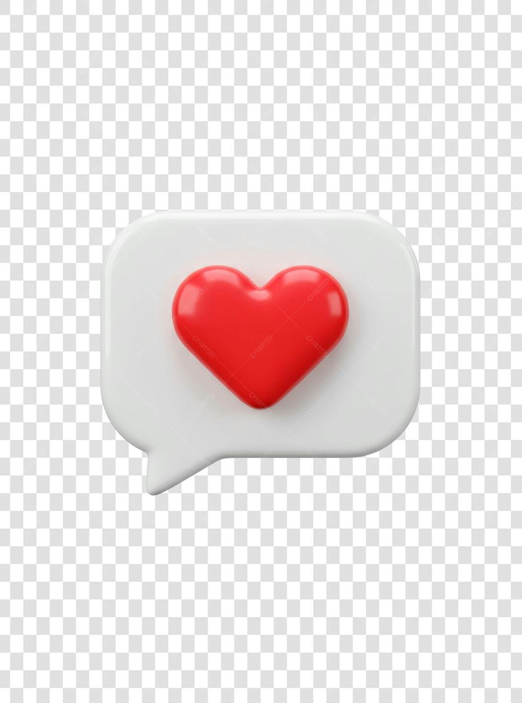 Ícone Balão de Conversa com Coração PNG com fundo transparente
