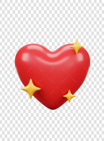 CORAÇÃO ÍCONE ELEMENTO 3D EM PNG COMPOSIÇÃO SOCIAL MEDIA (83)