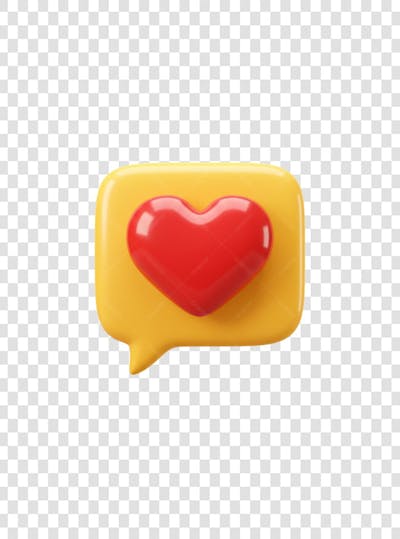 CORAÇÃO ÍCONE ELEMENTO 3D EM PNG COMPOSIÇÃO SOCIAL MEDIA (87)