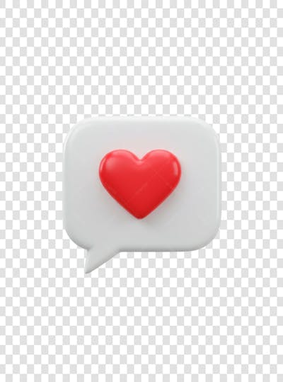 CORAÇÃO ÍCONE ELEMENTO 3D EM PNG COMPOSIÇÃO SOCIAL MEDIA (167)
