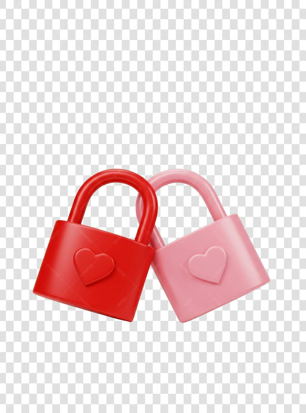 Ícones PNG Dia dos Namorados Cadeados Vermelhos e Rosa com fundo transparente