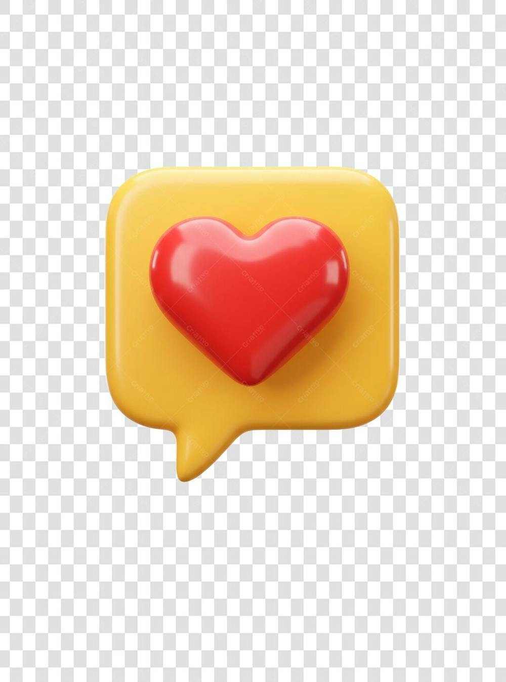 CORAÇÃO ÍCONE ELEMENTO 3D EM PNG COMPOSIÇÃO SOCIAL MEDIA (150)