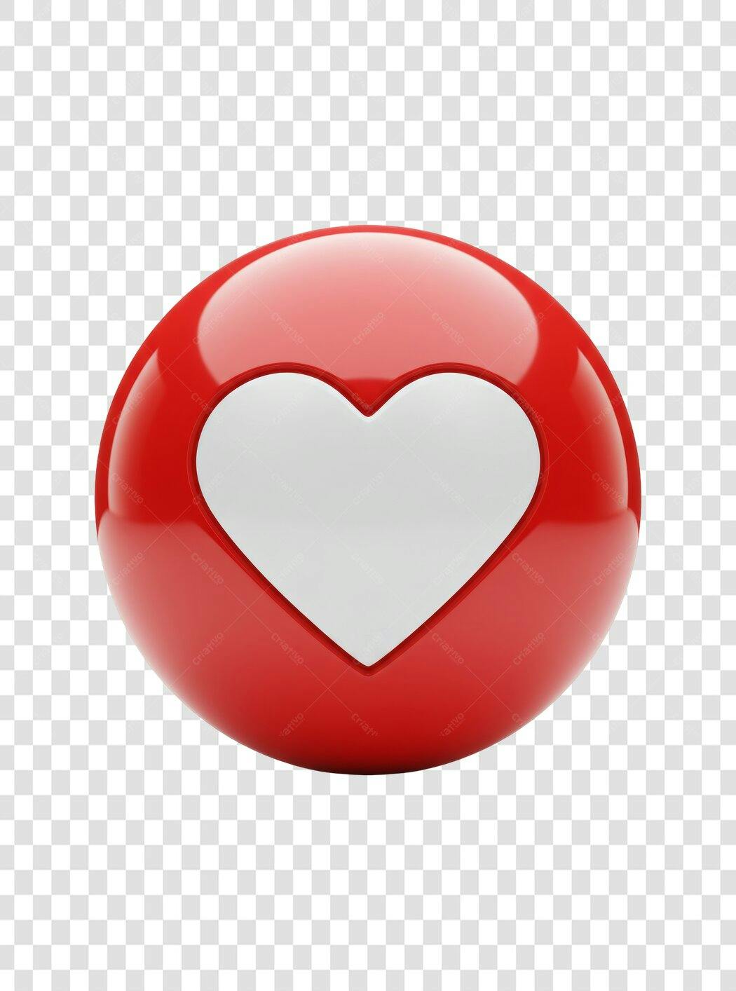 Botão Curtida Coração Vermelho PNG com fundo transparente