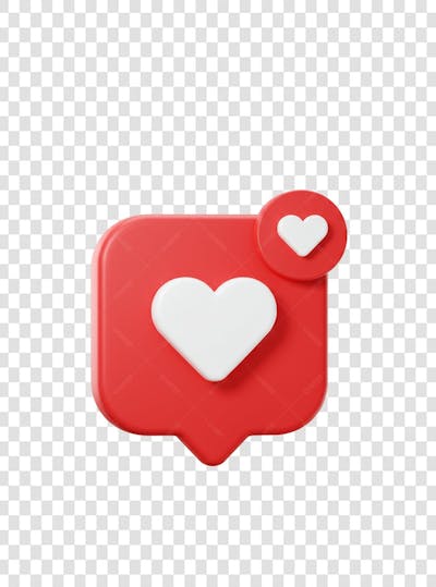 CORAÇÃO ÍCONE ELEMENTO 3D EM PNG COMPOSIÇÃO SOCIAL MEDIA (128)