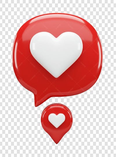 CORAÇÃO ÍCONE ELEMENTO 3D EM PNG COMPOSIÇÃO SOCIAL MEDIA (216)