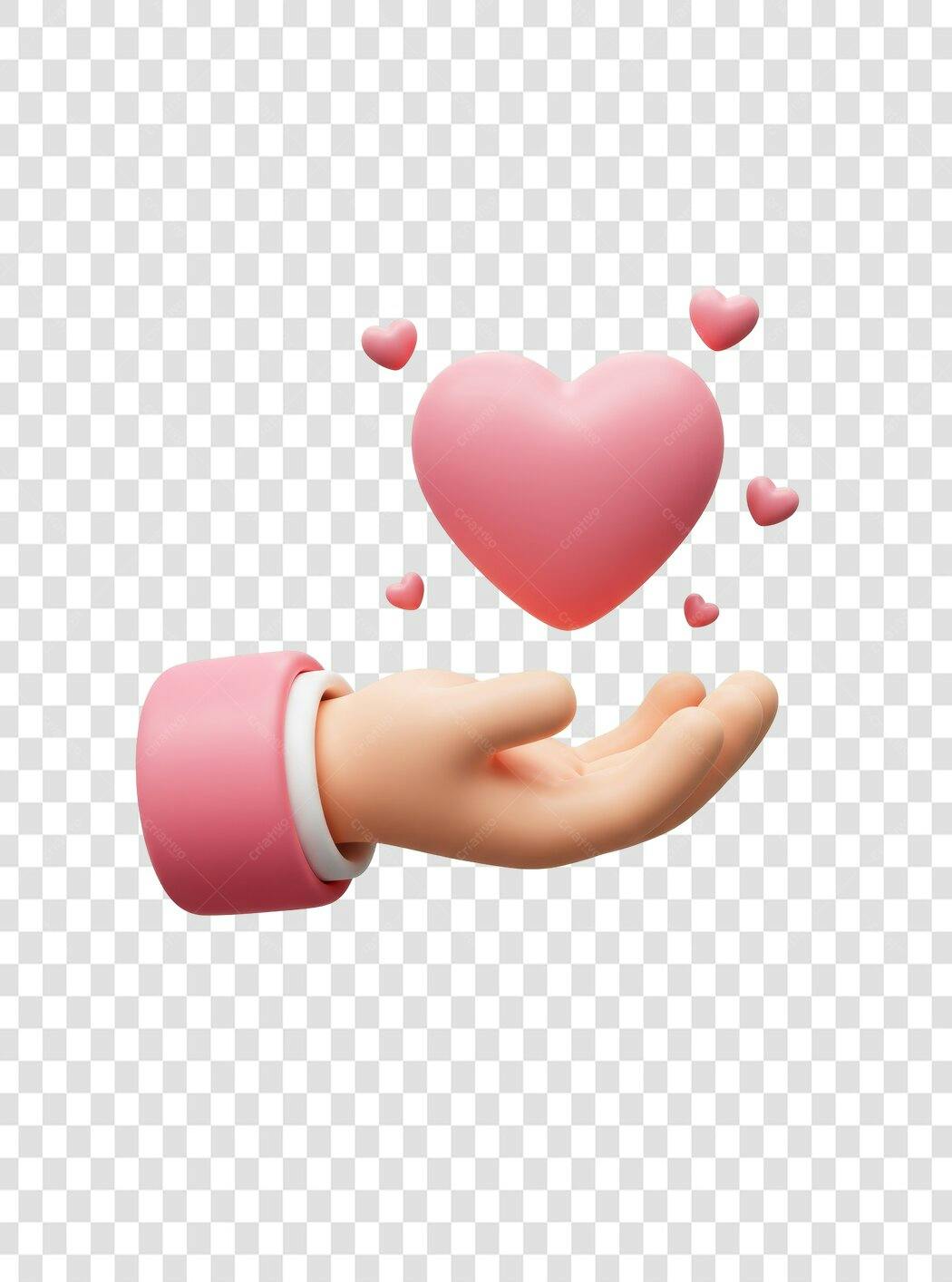 PNG Ilustração Mão com Coração Dia dos Namorados com fundo transparente
