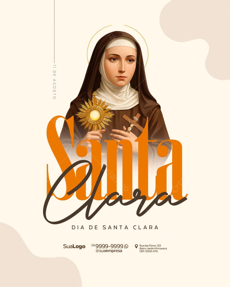 Flyer Dia de Santa Clara 11 de Agosto PSD Editável