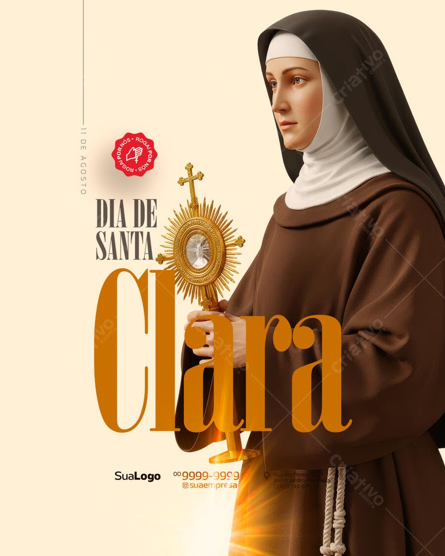 Flyer Dia de Santa Clara 11 de Agosto PSD Editável