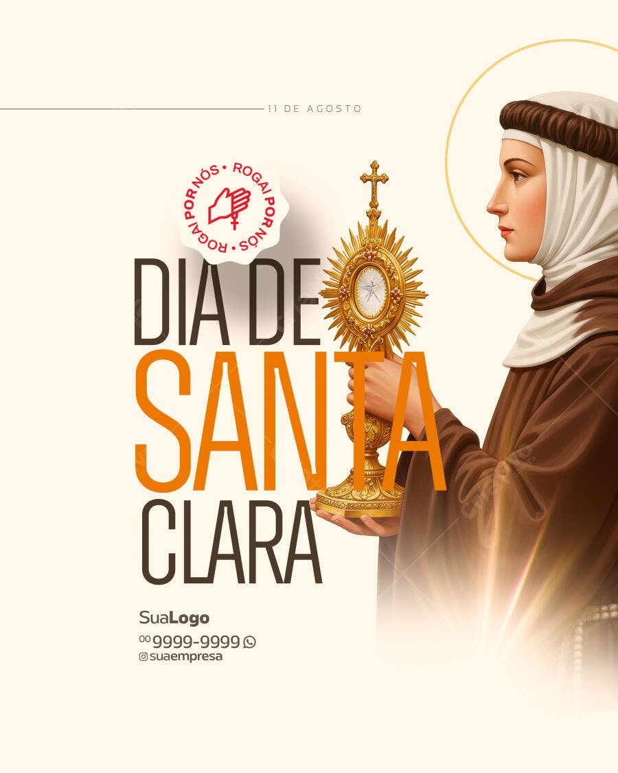 Flyer Dia de Santa Clara 11 de Agosto PSD Editável